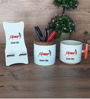 Memur Hediye Sepeti Kupa Bardak T Kulplu, Kalemlik ve Ahşap Telefon Standı Memura Hediye (Model 7)