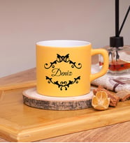 Kişiye Özel Tasarımlı Renkli Nescafe Fincanları 220 ML (Sarı)