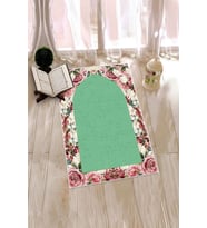 EVDEYA Dijital Baskılı Yıkanabilir Çiçekli Hediyelik Namazlık Seccade 70x130cm, Seccade-24-gri, (Yeşil)