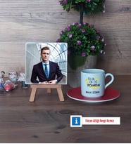 En İyi Eczacı Fotoğraflı Dekoratif Taş, Ahşap Altlıklı Türk Kahvesi Fincanı Hediye (Model 3)