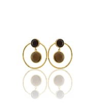 Kadir Jewellery 22 Ayar Altın Kaplama Kadın Halka Küpe -El İşçiliği Ve Hipoalerjenik Küpe (Kahverengi)