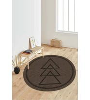 Dijital Baskılı Kaymaz Taban Yıkanabilir Yuvarlak Salon Halısı Koridor Halısı Paspas NDY-SD-1063 (Kahverengi)