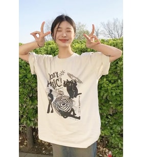 Don't Panic Unisex Y2K T-shirt (Beyaz)