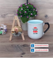 Amcaya Hediye Kupa Bardak Beyaz ve Fotoğraflı Ahşap Anahtarlık HediyeBabalar Günü Hediyesi (Model 10)