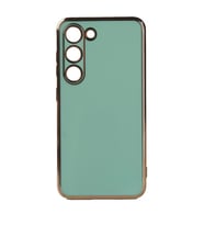 Galaxy S23 Kılıf Kamera Korumalı Altın Kenar Tasarım Silikon (Açık Yeşil)