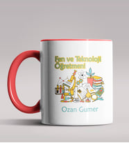 Kişiye Özel Fen ve Teknoloji Öğretmeni Tasarımlı Siyah Renk Kupa  (Kırmızı)