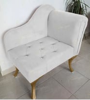 Yeni Model Ters Kol Tekli Köşe Koltuğu Josefin Bench Gold Ayak (Beyaz)