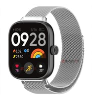 Sneezy Xiaomi Redmi Watch 4 Uyumlu Woven Wire Tasarım Metal Hasır Kordon (Gümüş)