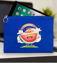 BK Gİft Yaz Temalı-7 Tablet Çantası 30x21cm(12 Renk Seçeneği), Ipad Çantası, Baskılı Tablet Kılıfı (Mavi)