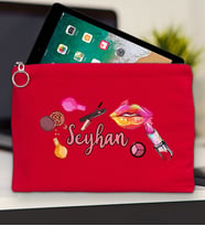 BK Gift Kişiye Özel İsimli-4 Tablet Çantası 30x21cm(12 Renk Seçeneği), Ipad Çantası, Baskılı Tablet Kılıfı (Kırmızı)