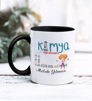 Kimya Öğretmeni Tasarımlı Kişiye Özel Kupa Bardak (Siyah)