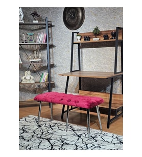Krom Metal Yeşil Oturaklı Sivriltme Ayaklı Babyface Puf & Bench & Oturak (Bordo)