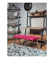 Krom Metal Yeşil Oturaklı Sivriltme Ayaklı Babyface Puf & Bench & Oturak (Bordo)