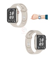 Watch 9 Mini Özel Hediye Paketli 3 Kordonlu Bileklik Hediyeli Amoled Ekranlı Akıllı Saat - HEDİYE KUTULU (Bej)