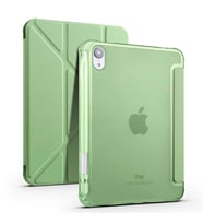 Apple  iPad Mini 2021 (6.Nesil) Kılıf Kalem Bölmeli Standlı Ön Arka Tam Koruma Katlanabilir Uyku Modlu Kılıf Tri Folding (Açık Yeşil)
