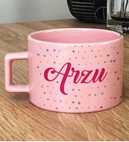 Kişiye Özel İsim Baskılı Hediye Pastel Fincan Doğum Günü Hediyesi (Pembe)