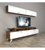 Decoraktiv Ekoflex 5 Slm Retro Tv Ünitesi Tv Sehpası (Beyaz - Kahverengi)