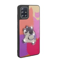 Galaxy A51 Kılıf Parlayan Kabartmalı İkonik Figürlü Amas Silikon Kılıf (Mor)