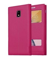 Samsung Galaxy J3 Pro Uyumlu Pencereli Kapaklı Magnum Kılıf (Pembe)