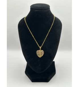 Arnes Jewelry Çelik Zirkon Taşlı Kalpli Kolye Gold - Silver (Gold)