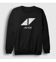 Presmono Unisex Beyaz Logo Dj Avicii Sweatshirt 439048tt (Siyah)