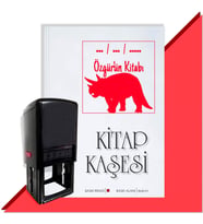 Kişiye Özel  Dinazor Silüeti Tarihli Kitap Kaşesi (Kırmızı)