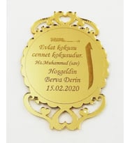 Pleksi yada Ahşap Bebek Magnet Hediyeliği (Gold)