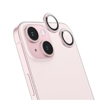 HOCO Crystal Clear iPhone 15-15 Plus HD 3D Metal Çerçeveli Kamera Koruyucu Lens (Pembe)