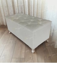 Lüks Sandıklı Kapitone Puf Bench Ayakucu Koltuk (Beyaz)