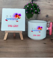 Estetisyen Hediye Seti Kupa Bardak T Kulplu ve Dekoratif Taş Tıp Bayramı Estetisyenler Günü Hediyesi (Model 4)