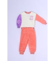 ÇOCUK PELUŞ ALT-ÜST TAKIM BASKILI KOLLARI RENKLİ D23 (Turuncu)
