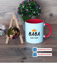 Babalar Günü Hediyesi Kupa Bardak Beyaz ve Fotoğraflı Ahşap Anahtarlık HediyeBabaya Hediye (Model 2)