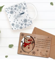 BK Gift Kişiye Özel Mutlu Yıllar Kupa Bardak ve Retro Ahşap Yılbaşı Tebrik Kartı Hediye Seti-7 (Kırmızı)