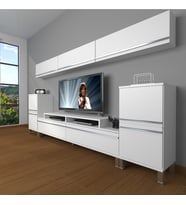 Decoraktiv Ekoflex 9 Mdf Krom Ayaklı Tv Ünitesi Tv Sehpası (Beyaz)