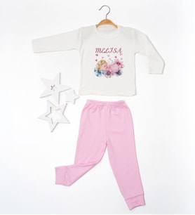 Pia Baby GL2002 İsme Özel Çocuk Pijama Takımı 1-8 Yaş (Pembe)