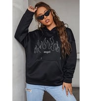 Unisex White Angel Fire Sweatshirt (Siyah)