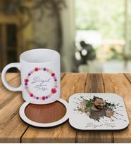 Kişiye Özel Tasarım Kupa Bardak Ve Fotoğraflı Ahşap Bardak Altlığı 99415 (Yeşil)