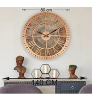 Markakanvas Eski Dünya Haritalı Duvar Saati   (Çap 50 cm - 80 cm ) (Bakır)