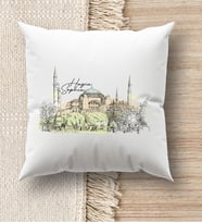 BK Gift İstanbul Tasarımlı Beyaz Kırlent Yastık, Ev Hediyesi, Ev Dekorasyonu, Dekoratif Hediye (Model 13)