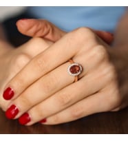 925 Ayar Gümüş Oval Zultanit Taşlı Yüzük (Rose)