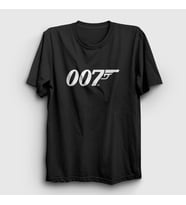 Presmono Unisex Sarı Logo 007 Film James Bond T-Shirt 257773tt (Siyah)
