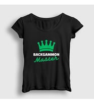 Presmono Kadın Beyaz Backgammon Master Tavla Ustası Oyun T-Shirt 417189tt (Siyah)