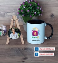 Ekonomist Kupa Bardak Beyaz ve Fotoğraflı Ahşap Anahtarlık Hediye (Model 11)