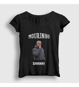 Presmono Kadın Beyaz SHHHH Jose Mourinho T-Shirt 429697tt (Siyah)