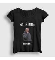 Presmono Kadın Beyaz SHHHH Jose Mourinho T-Shirt 429697tt (Siyah)
