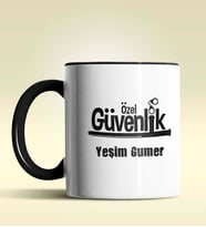 Kişiye Özel Özel Güvenlik Tasarımlı Turuncu Kupa Bardak (Siyah)