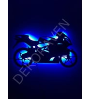 Motorsiklet Led Işıklı Tablo (Mavi)