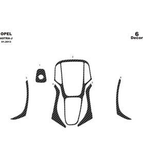 Meriç® Opel Astra J Ön Torpido Kaplama Maun 6 Parça 2015-› (Karbon)