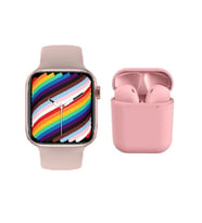 Watch 8 Akıllı Saat + Airpods i12 Bluetooth Kulaklık (Pembe)