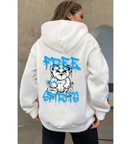 Free Grafiti Sırt Baskılı Sweatshirt (Beyaz)